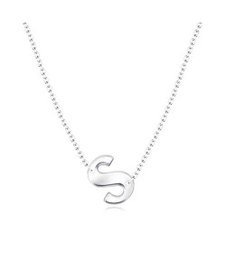 Silver Initial Letter Necklace S SPE-5559